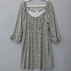 AUW Black and White Floral Scoop-Neck Women's Dress 3X